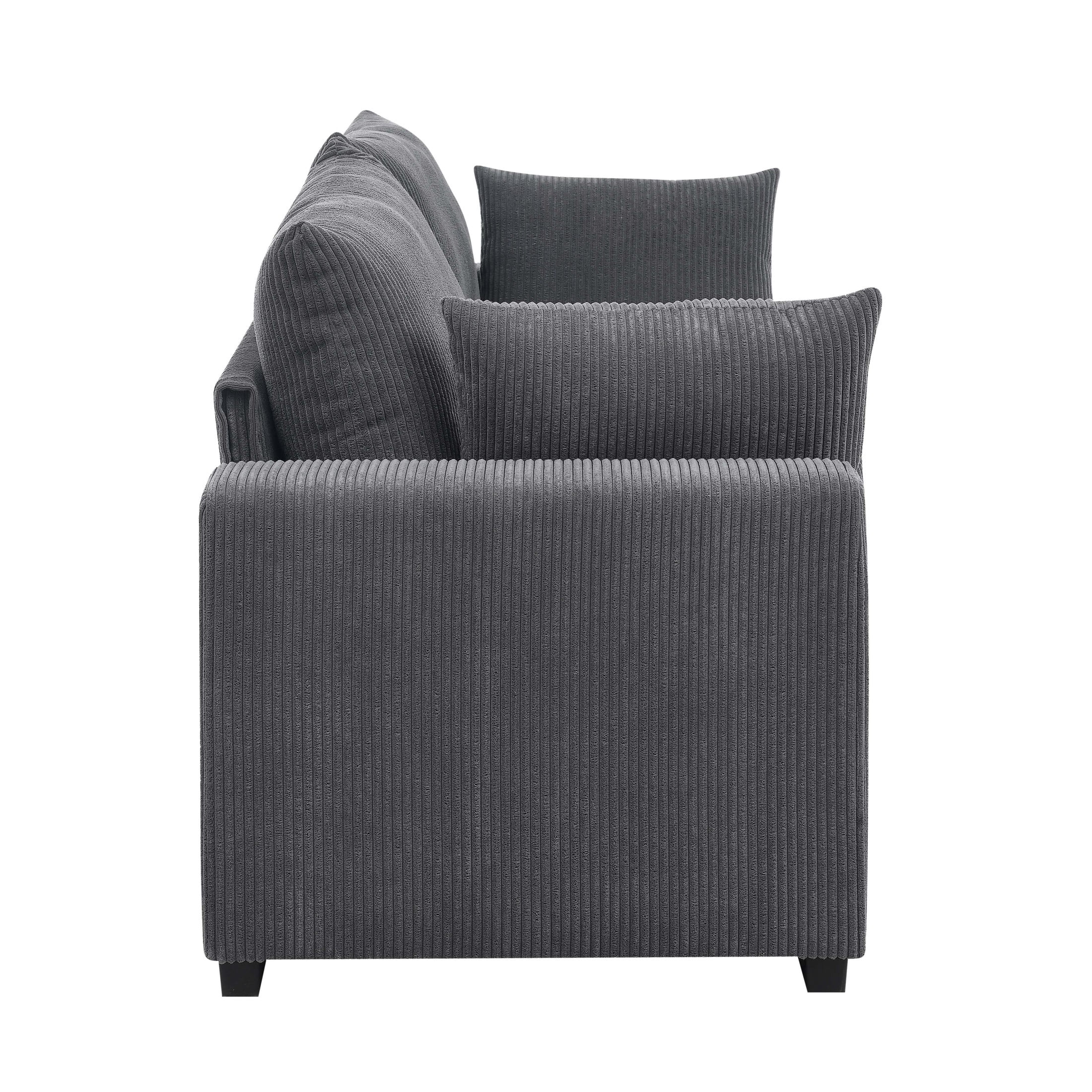 Aukfa 89" Corduroy Sofa, Comfy 3 Seater Couch for Living Room, Small Space, Apartment, Gray