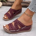 thumbnail image 6 of Yyuenw Women Crisscross Cutout Wedge Slide Sandals PU Open Toe Daily Casual Walking Shoes, 6 of 9