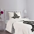 thumbnail image 3 of Ambesonne Yoga Quilted Bedspread Set 2 Pcs, Silhouette with Writing, Twin Size, Black and White, 3 of 5