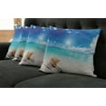 thumbnail image 2 of Ambesonne Ocean Throw Pillow Cover 4 Pack, Seashells Tropical Beach, 16", Turquoise and Cream, 2 of 6