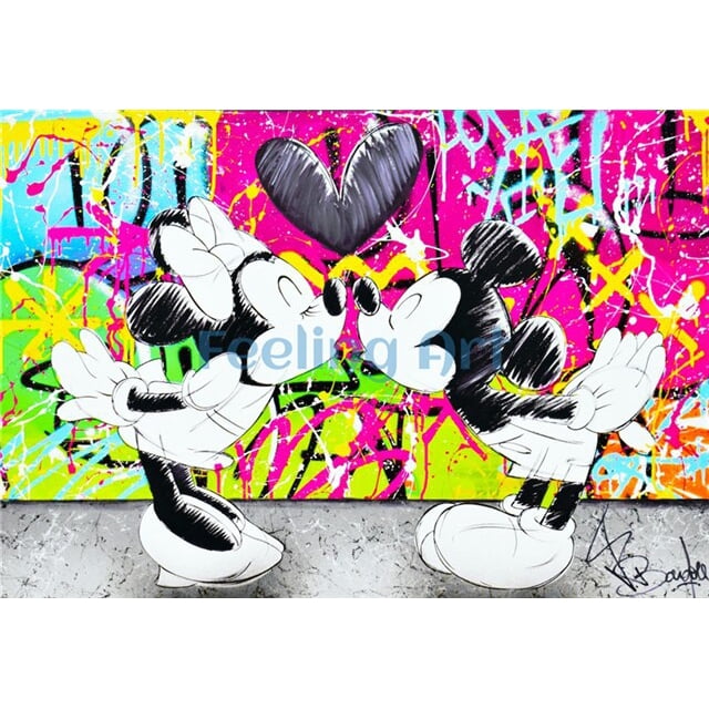 Disney Mickey Mouse Canvas Painting Poster and Mickey Minnie Mouse Prints Funny Wall Art Picture for Living Room Home Decoration60x90cm Unframed Gao Jinjia LED