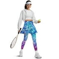 thumbnail image 5 of COEQINE Women High Waist Tennis Skirted Legging with Pockets Blue Purple Scale Print Moisture-Wicking Comfortable Yoga Skirts with Leggings for Women Full Length Golf Pants, 3XL, 5 of 7