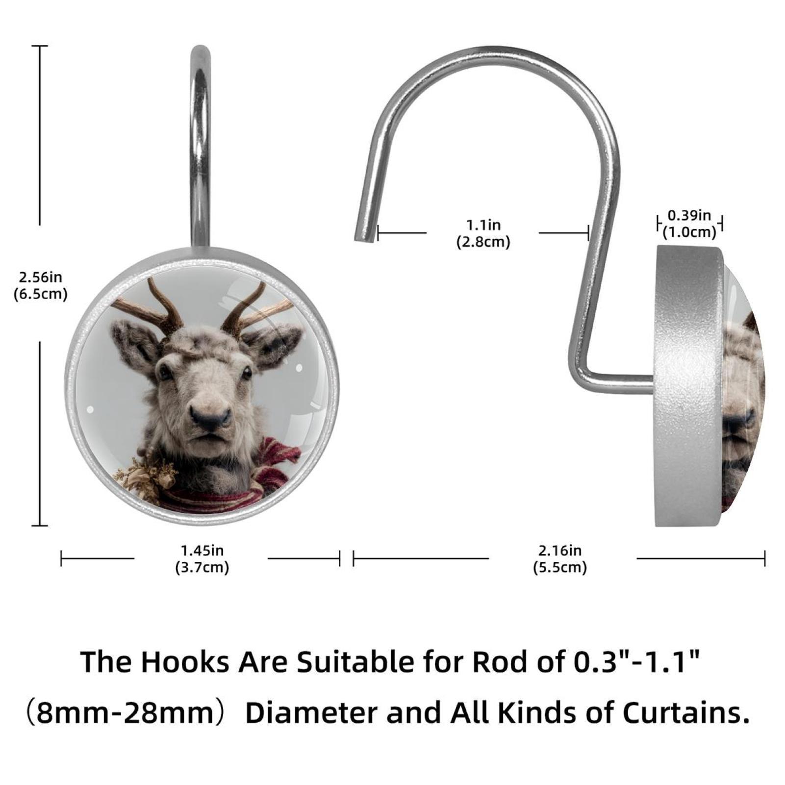 12pcs Decorative Shower Curtain Hooks, Rust Resistant Shower Rings for Bathroom Living Room,Rustproof Stainless Steel Rings for Shower Curtain and Liner Rods,Christmas