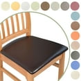 thumbnail image 5 of Dining Chair Seat Covers 4 /6PCS, Solid Pu Leather Waterproof Seat Cushion Cover Oilproof Stretch Dining Chair Protctor Slipcover (Dark Black, 4/6 PCS), 5 of 10