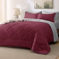 thumbnail image 1 of Juego de cama Bedsure Queen, edredón reversible, color burdeos, 7 piezas, 1 of 7