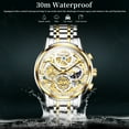 thumbnail image 6 of OLEVS Watches for Men Waterproof Luxury Dress Analog Quartz Chronograph Fashion Gold Plated Stainless Steel Moon Phase Luminous Date Classic Mens Wrist Watches Reloj Para Hombre, 6 of 13