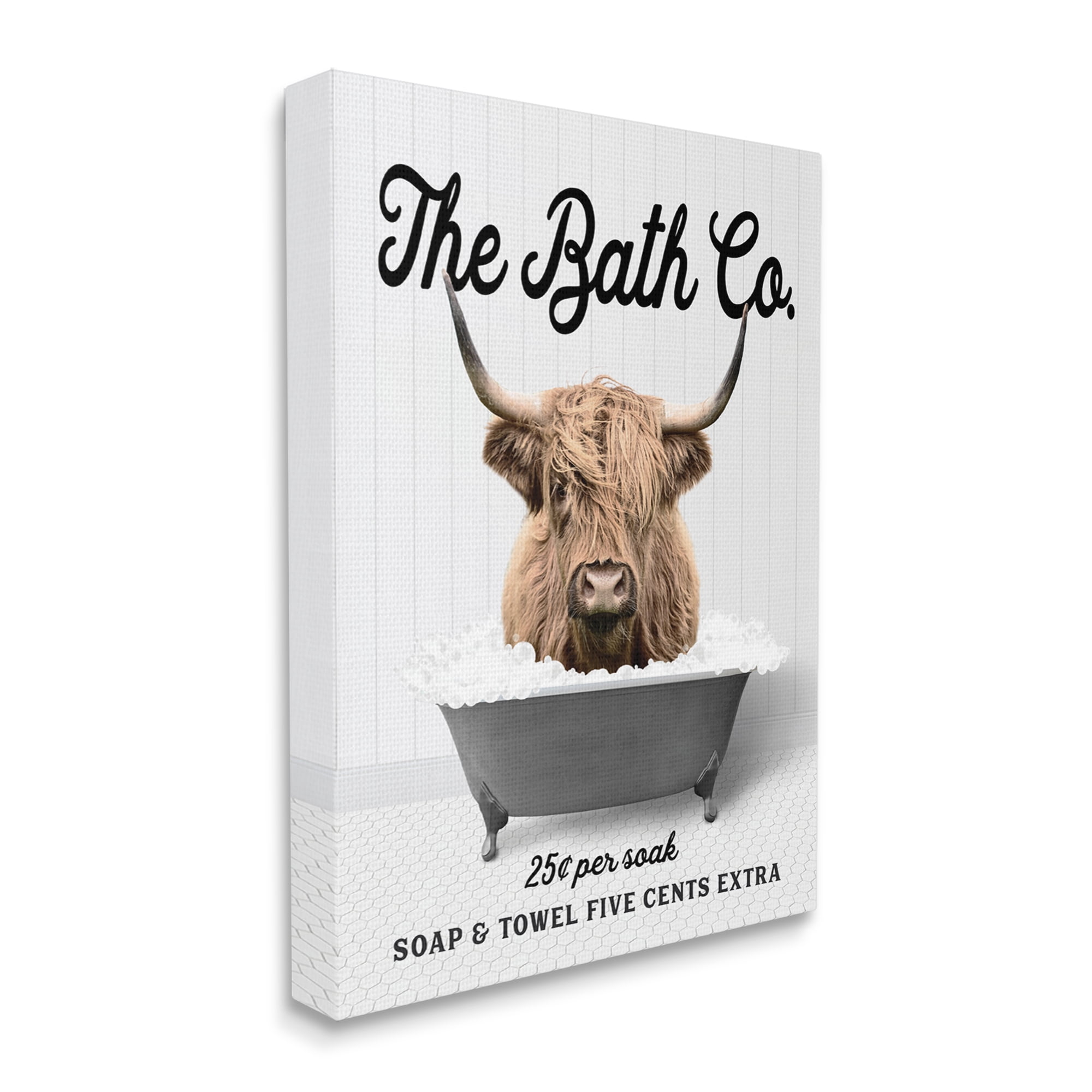 Stupell Industries Bubble Bath Highland Cow Animals & Insects Painting Gallery Wrapped Canvas Print Wall Art, 16 x 20
