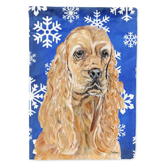Carolines Treasures SC9598-FLAG-PARENT Cocker Spaniel Blue Snowflake Winter Flag  multicolor