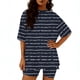 thumbnail image 2 of TaTaai Womens Casual Sport Tracksuit Solid Color Short Sleeve Round Neck Tops Shorts Set Elastic Comfortable Athletic Outfits For Yoga Gym Fitness Daily Casual Gift, 2 of 6