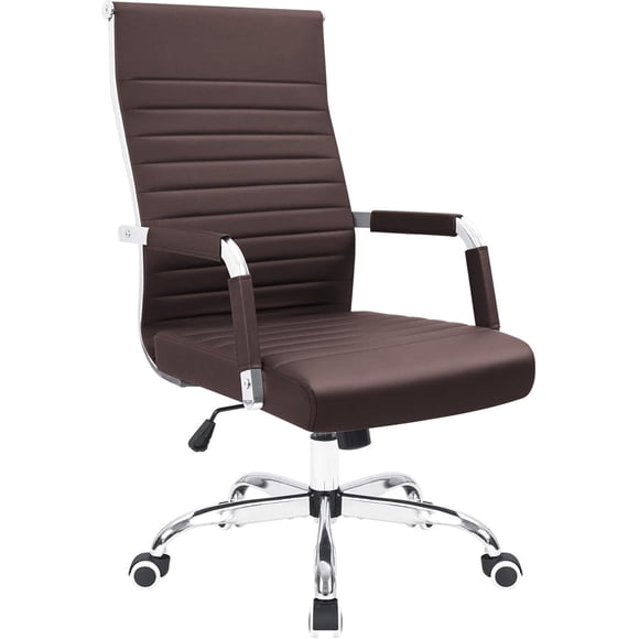 Leather Desk Chair for Home Office (Brown, Medium Back),High Back