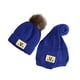 thumbnail image 1 of Qarigey Conjunto de 2 unidades de bufanda para niños, sombrero elástico de felpa, calentador de cabeza, Color sólido, cálido, frío, Sombreros Azul, 1 of 6