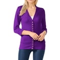 thumbnail image 1 of ClothingAve. Women's 3/4 Sleeve Soft Snap Button Cardigan with Ribbed Cuffs and Hem-in Over 20 Colors S-3X Female Plus Size Cardigan, 1 of 4