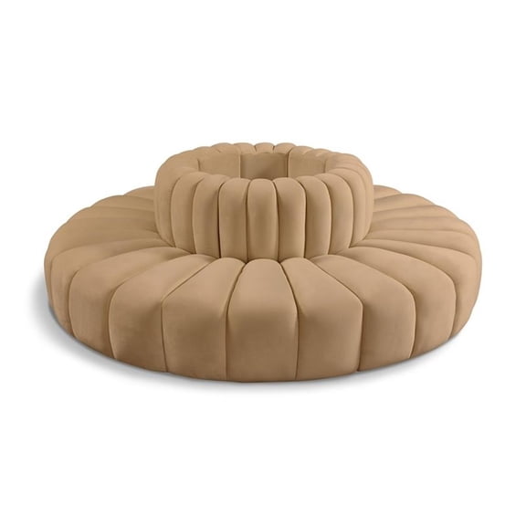 Pemberly Row Contemporary Soft Camel Velvet Modular Sectional