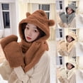 thumbnail image 2 of HNMKIU Bear Ears Winter Hat with Gloves and Scarf Hat Set for Women 3-Piece Warm Knitted Set for Outdoor Cold Weather Z01_A，One Size, 2 of 8