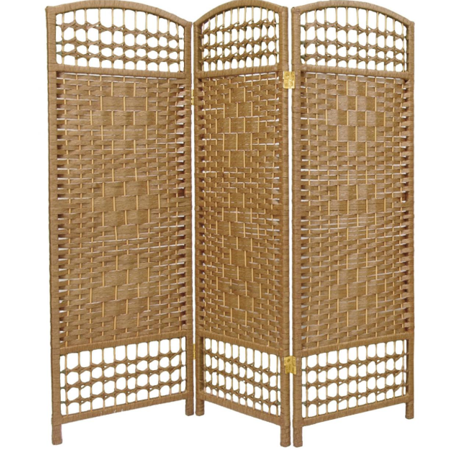 4 ft. Tall Fiber Weave Room Divider - Natural (3 Panels) - Oriental Furniture