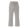 thumbnail image 4 of Women Casual Capris Straight Leg Drawstring Elastic Waist Linen Pants with Pockets, 4 of 5
