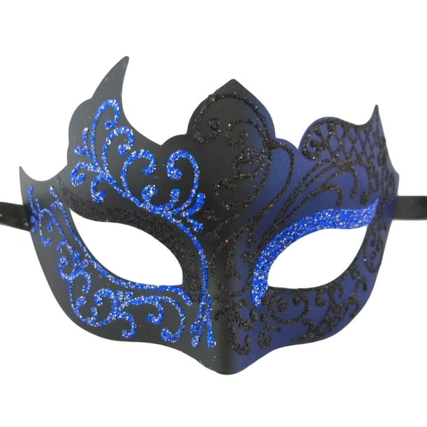 Black Navy Blue Unique Venetian Masquerade Mardi Gras Halloween Prom ...