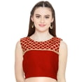 thumbnail image 1 of eloria Women's Gottapati Design Art Silk Sari Top Summer Casual Boat Neck Blouse Color : Red, Size : 38, 1 of 6