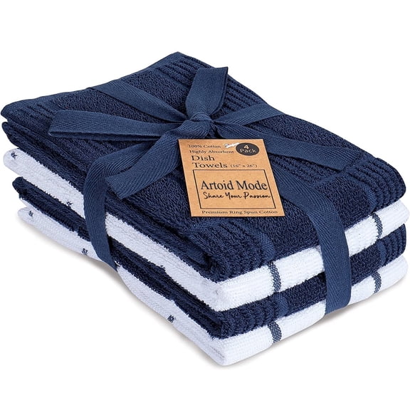 Sm:)e Blue and White Buffalo Plaid Towel Sets-1-24