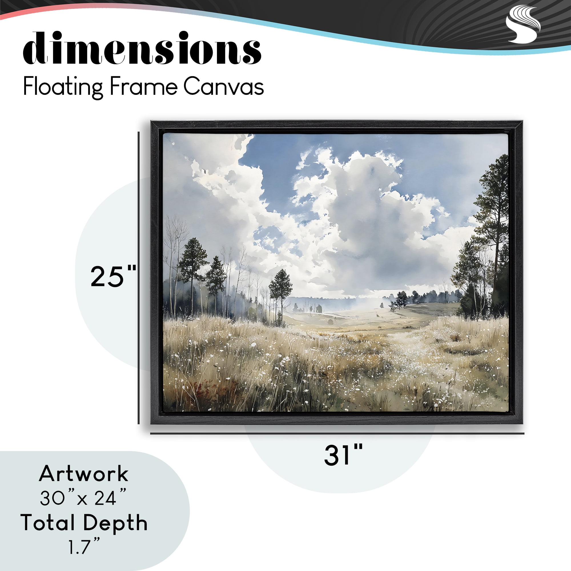 Stupell Industries Blue Kissed Landscape Black Framed Floater Canvas Wall Art, design by Franklyn Gregory