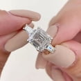 thumbnail image 3 of Sparkle Jewels Asscher Cut White Diamond Solitaire Engagement Women's Ring 14k White Gold Plated, 3 of 4