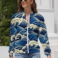 thumbnail image 4 of Jackets for Wome Zip Up Long Sleeve, Japanese Water Wave Lightweight Womens Bomber Jacket Fashion Clothes Fall Outfits for Women 2024 Fall Coat, 4 of 5