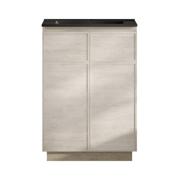 St. Tropez 24" Freestanding Bathroom Vanity in White Oak with Black Sink Top