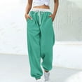thumbnail image 3 of Efsteb Women's Sweatpants Elastic Waist Drawstring Jogging Sweatpants Solid Color Loose Comfortable Sports Pants Fashion Casual Trousers Pants for Women Trousers Mint Green L, 3 of 5