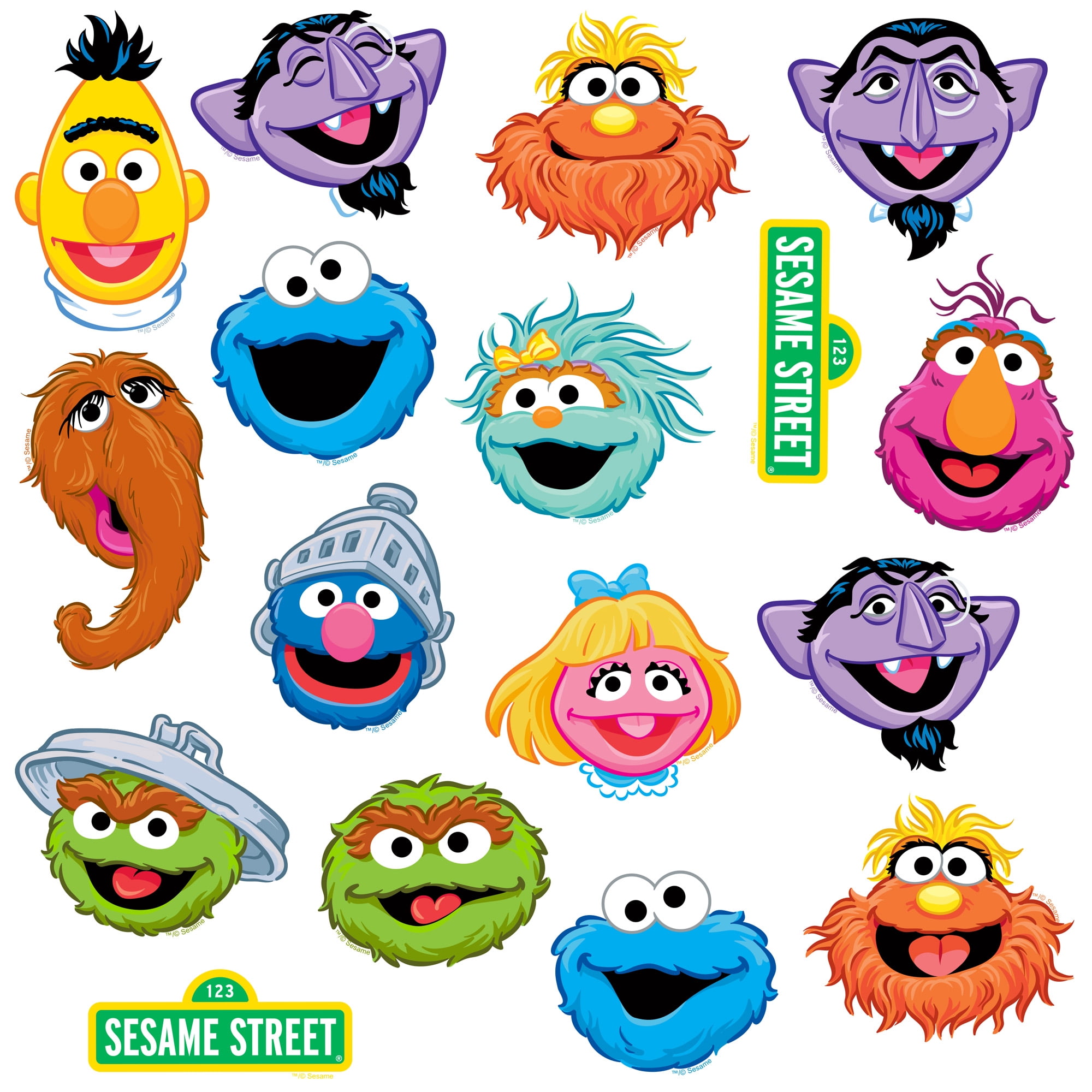 Sesame Street Variety Character Faces Miscellaneous 100Ct Sticker Pack