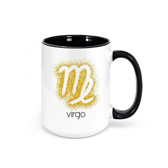 Virgo Coffee Mug, Virgo Glitter, Gift For Virgo, Horoscope Mugs, Zodiac Mug, Astrology Mug, Sublimated Design, Birthday Gift For Virgo, BLACK