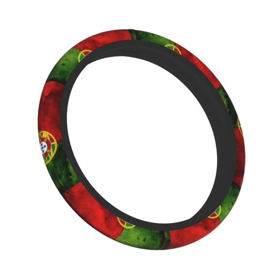 Steering Wheel Cover For 15 Inches Portugal Portuguese Flag Neoprene Anti-Slip Universal Car Steering Wheel Grip Wrap Protective Case Cover