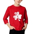 thumbnail image 3 of T-Shirt Fille Fête de la Saint-Patrick, Mignon T-Shirt Graphique à Manches 3/4 Col Rond avec Imprimé Irlandais, Hauts Décontractés Printemps Été pour Vacances, Fête d'Anniversaire et Usage Quotidien Rouge 110, 3 of 5
