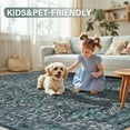 thumbnail image 2 of PLEASOR 8'x10' Area Rug for Living Room, Green Washable Area Rugs with Non-Slip Backing, Boho Floral Vintage Carpets Low Pile for Dining Room, Bedroom, Home Office,Nursery, Apartment,Retro Green, 2 of 11