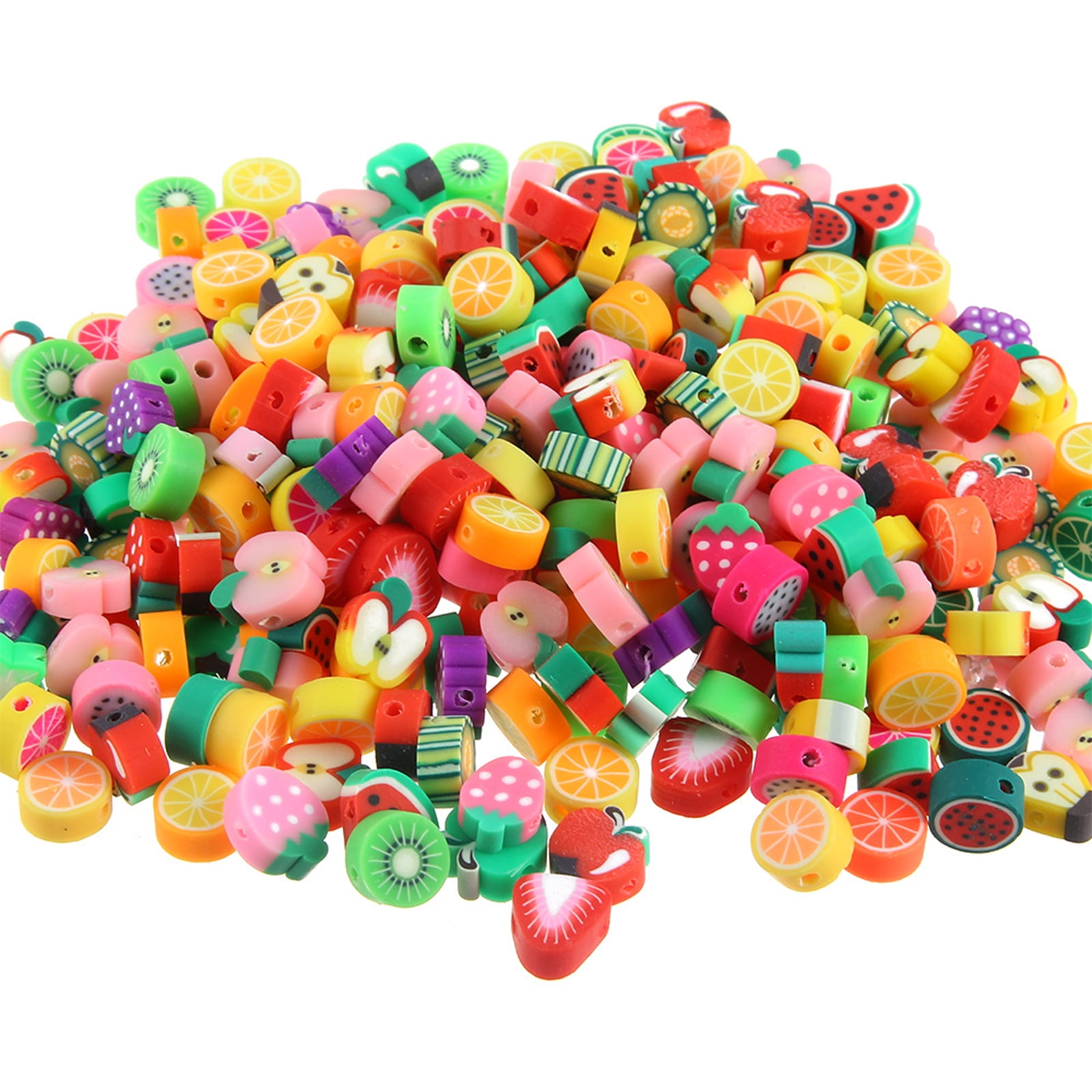 100pcs Mixed Fruit Spacer Beads Color Polymer Clay Beads for DIY Jewelry Making 
