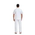thumbnail image 5 of MAYFISH 100% Cotton Men's Sleepwear Short Sleeve Top and Long Pants Pajama Set Summer Breathable Pjs with Pockets (White,M), 5 of 7