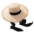 thumbnail image 1 of Sombrero de rafia de ala ancha para mujer para el verano - Correa ajustable - Vacaciones en la playa - Protección solar - Talla única, 1 of 3