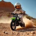 thumbnail image 3 of TOXOZERS 50cc Dirt Bike for Kids,Mini Pit Bike for Boys and Girls 8＋,25 MPH Off Road Motor－cycle with Disc Brakes,14＂ Knobby Tires，Green, 3 of 7
