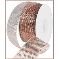 Metallic Poly Deco Mesh Ribbon (2.5" x 25 Yards, Rose Gold Metallic)