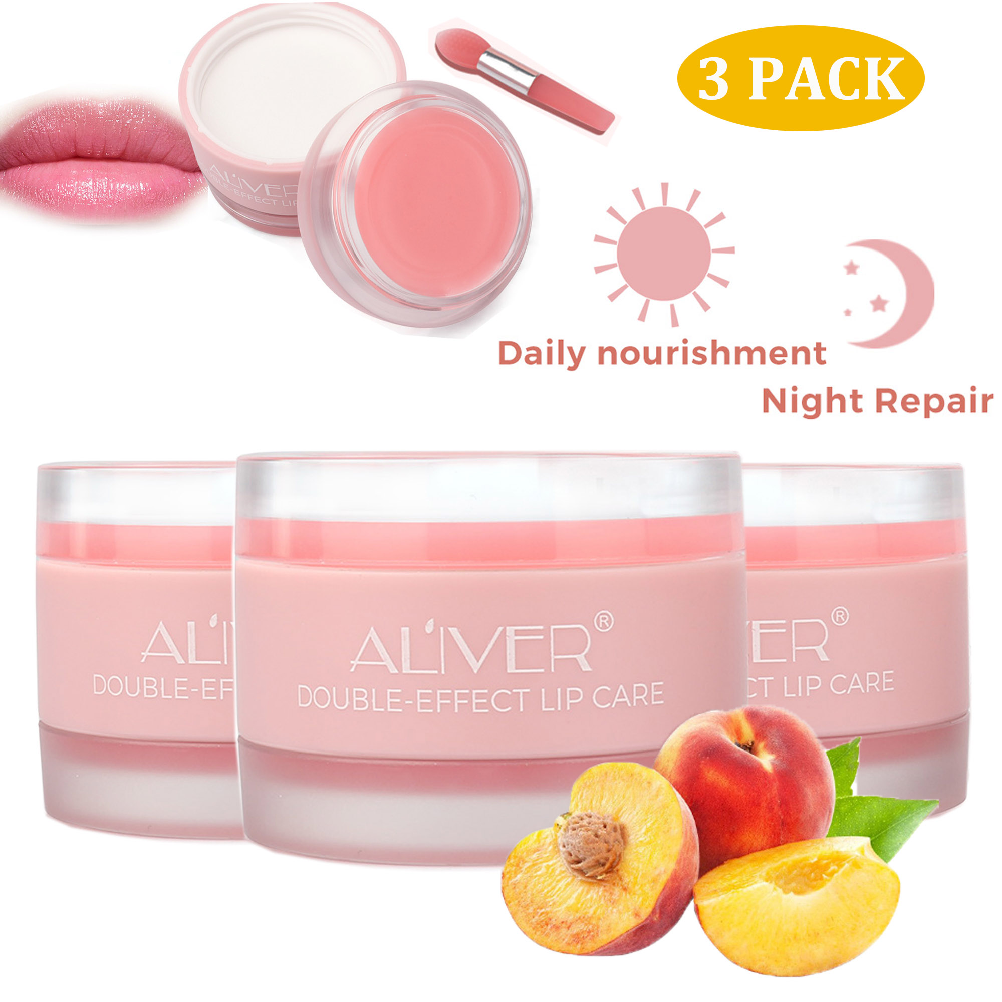 3 Pack Aliver Sleeping Lip Mask Over Night, Double Effect Lip Care Lip