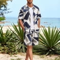 thumbnail image 2 of BLTIBY Men's Summer Beach Outfits 2 Piece Printed Short Sleeve Button Shirts and Drawstring Shorts Vacation Sets with Pockets Lightweight Blue 3XL, 2 of 9