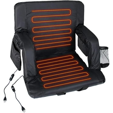 Sojoy Double Heated Seats for Bleachers Reclining Stadium Chair with Back & Arm Support,21" Extra Wide Folded Bleacher Chair with USB Heat for Outdoor Camping, Sports Gaming (Battery is NOT Included)