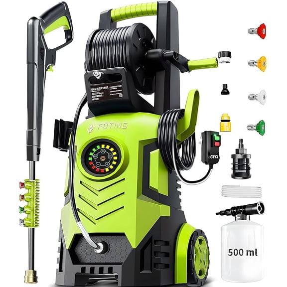 5000 Max Pressure Power Washer, Adjustable 8-Setting Touch Screen, 35ft GFCI Power Cord, 4 Quick Connect Nozzles, Inlet Hose, Filter & Foam Cannon for Car, Driveway & Home Cleaning