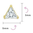 thumbnail image 5 of Bling Jewelry Unisex Triangle CZ Stud Earrings for Men, Yellow Gold Sterling Silver, 3 Prong Set, 5 of 6