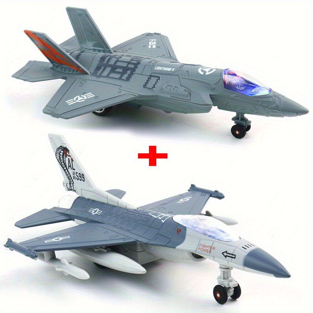 Scale 1:72  (F-35 + F-16 ) Fighter Jet Aircraft Diecast Plane Model with Light&Sound, Suitable for Aircraft Enthusiasts To Collect, Give Gifts, Desktop Decoration