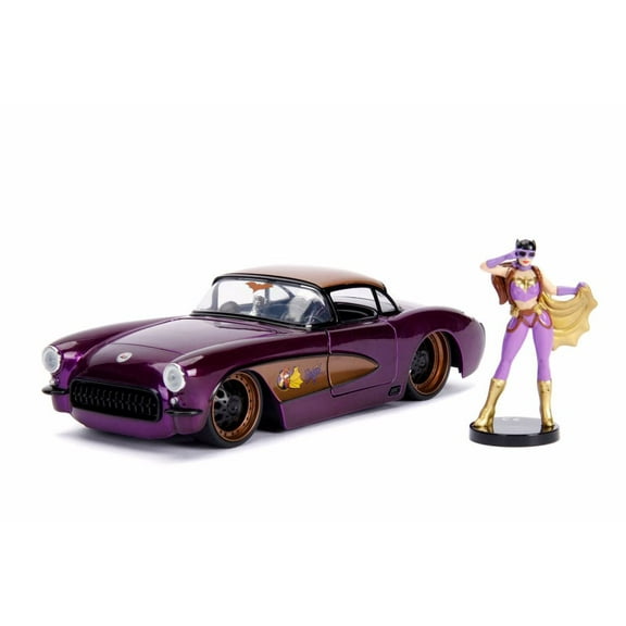 1957 Chevorlet Corvette with Batgirl Figurine, Batgirl - Jada 30457 - 1/24 scale Diecast Model Toy Car