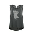 thumbnail image 1 of Thread Tank Home Roots State Minnesota MN Women's Sleeveless Muscle Tank Top Charcoal X-Large, 1 of 4