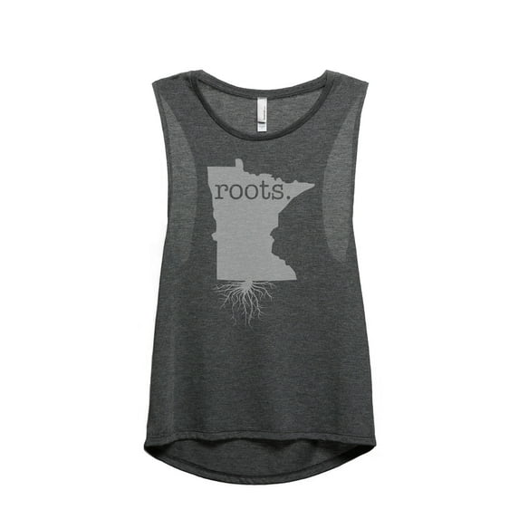 Thread Tank Home Roots State Minnesota MN Women's Sleeveless Muscle Tank Top Charcoal X-Large