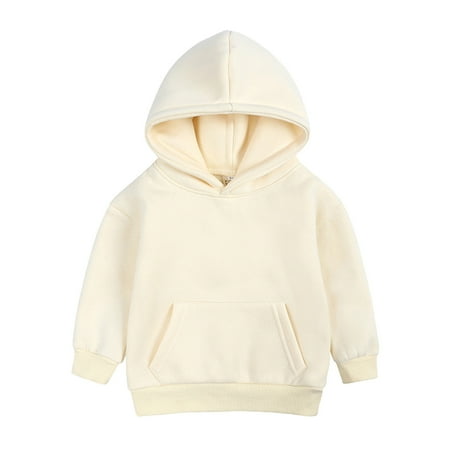 

Pullover Fleece Sweatshirt Childrenen Solid Plus Babies Hooded Color Top Coat Girls Tops