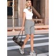 thumbnail image 5 of Women's Denim Pockets Cargo Knee Length Elastic Waist Jorts Shorts for Casual Summer Light Gray L, 5 of 7