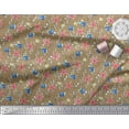 thumbnail image 2 of Soimoi Brown Poly Georgette Fabric Bubbles,Starfish & Tangfish Ocean Decor Fabric Printed Yard 42 Inch Wide, 2 of 3